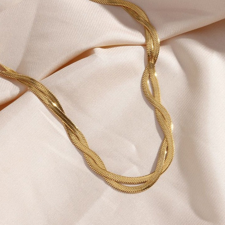 Colar Chocker Fita Duplo Trançado