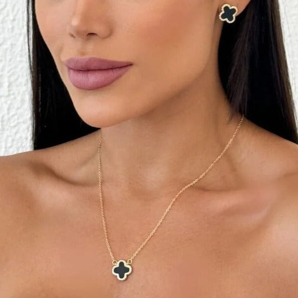 Colar Chocker com Brinco Trevo