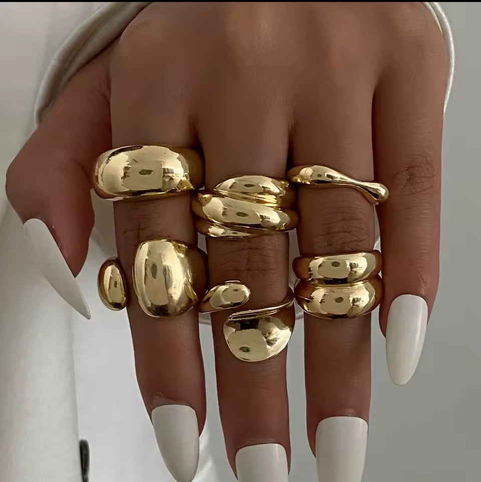 Anel Kit com 6 Reguláveis dourado