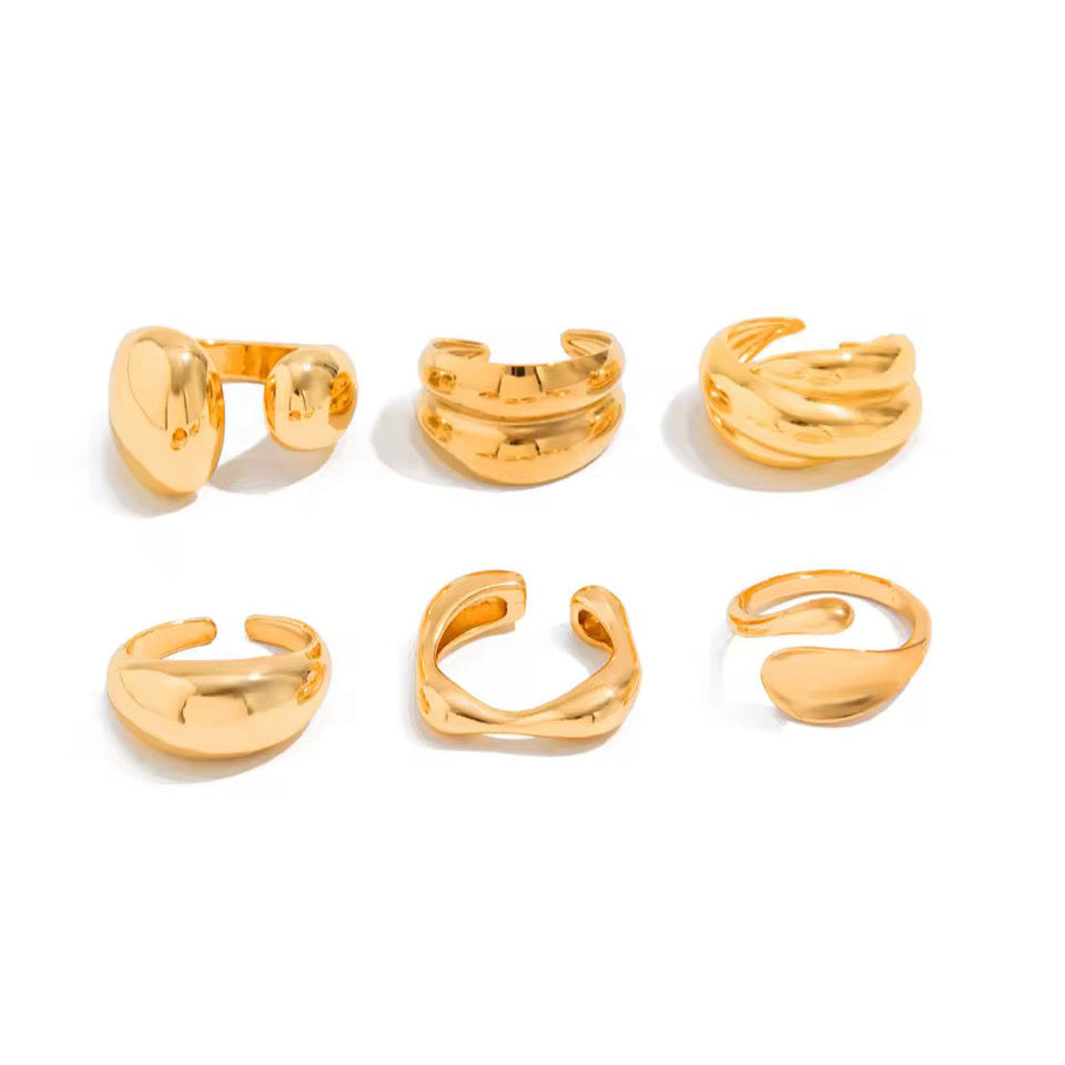 Anel Kit com 6 Reguláveis dourado