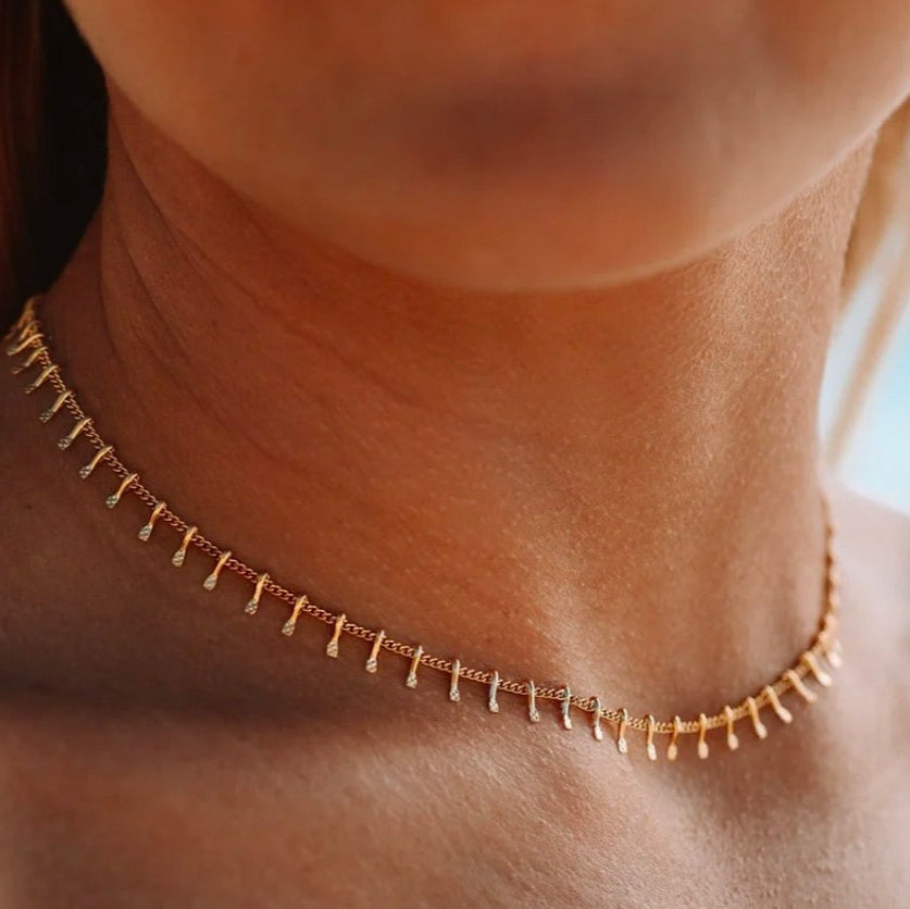 Colar Corrente Pontinhos Dourado