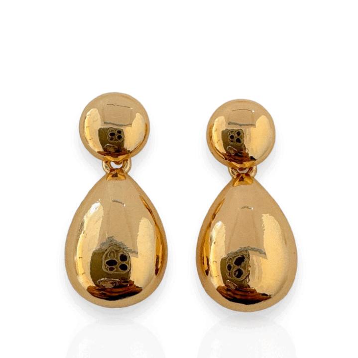 Brinco Esfera e Gota Dourado