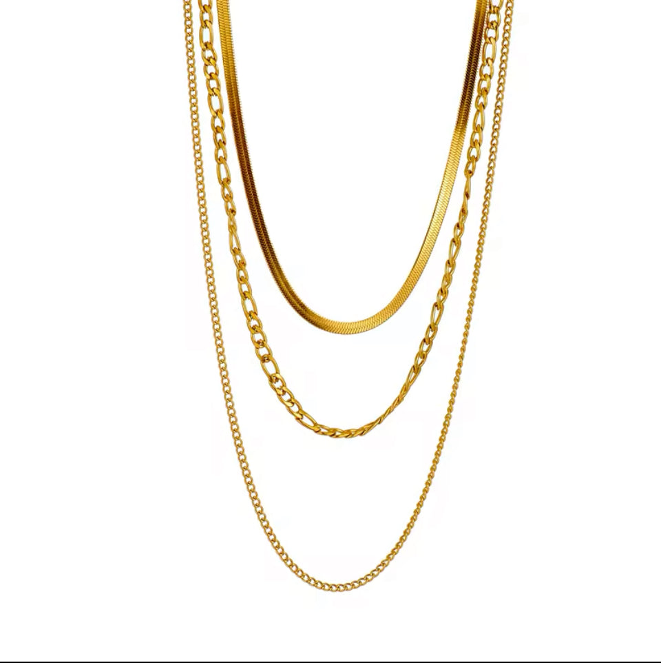 Colar Trio Correntes Dourado