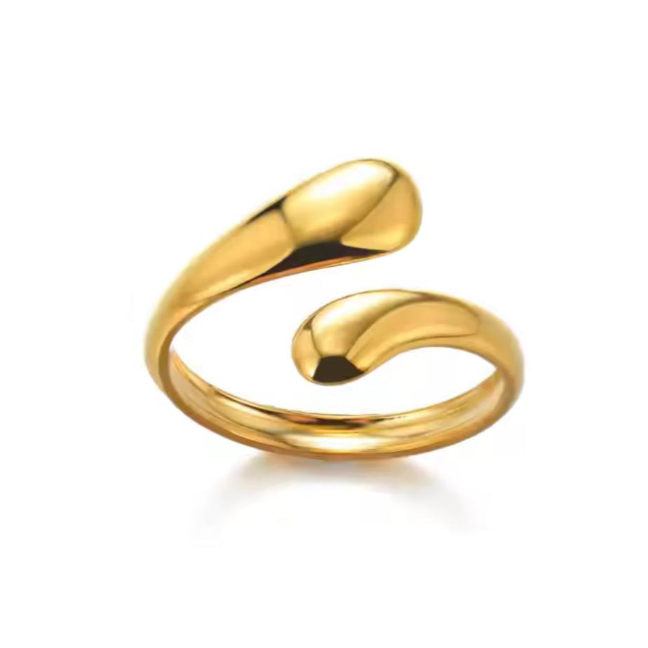 Anel com 2 Gotas Ajustável Dourado