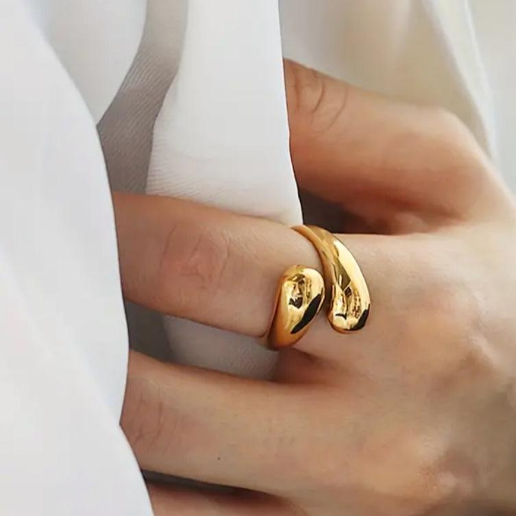 Anel com 2 Gotas Ajustável Dourado