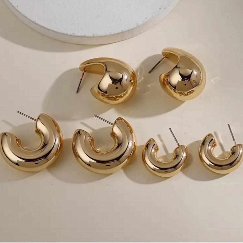 Brinco Kit Gota/ Argola Bol Folheado Dourado