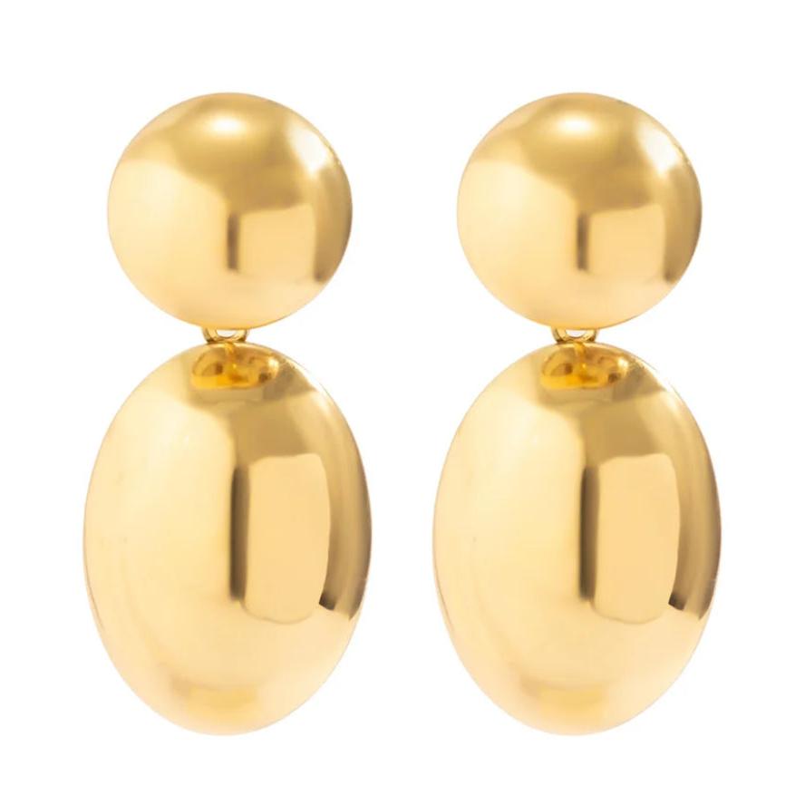 Brinco Liso Duas Esferas Dourado