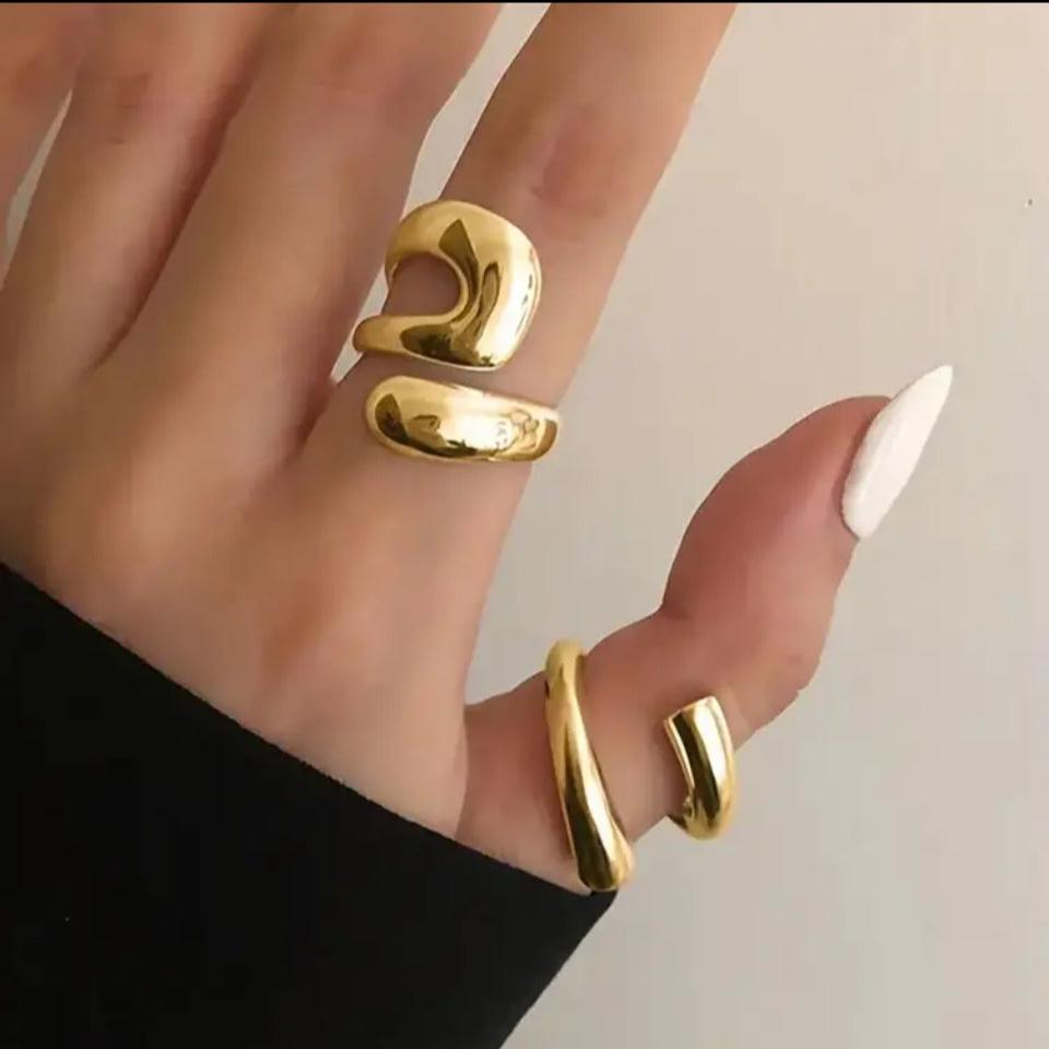 Anel Kit Com 2 Ajustável Dourado
