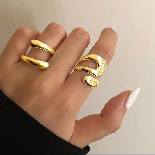 Anel Kit Com 2 Ajustável Dourado