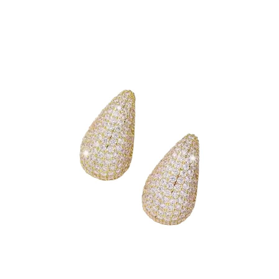 Brinco Gota Cravejado Dourado Folheado