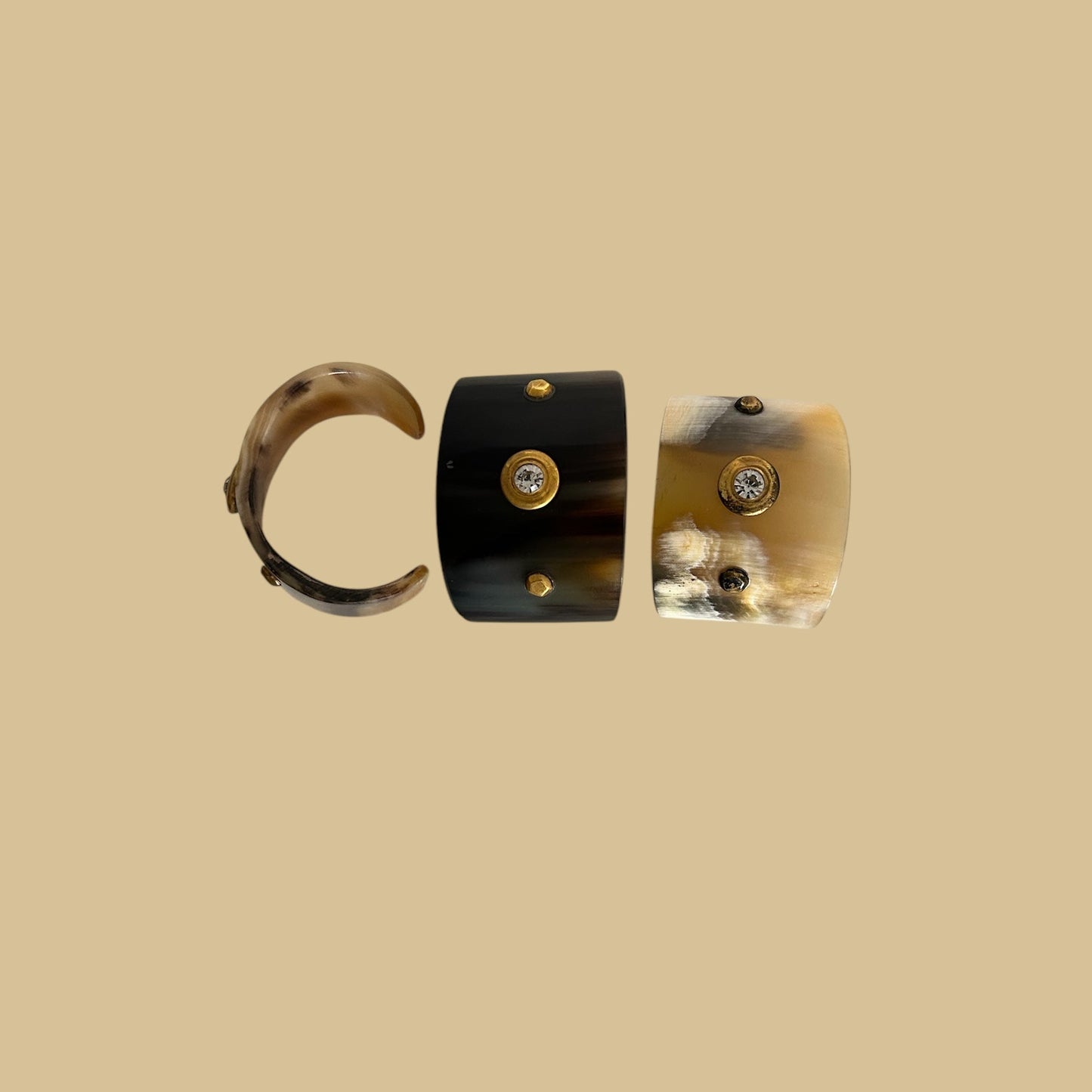 Pulseira Bracelete Indiano Aberta de Osso e Pedra