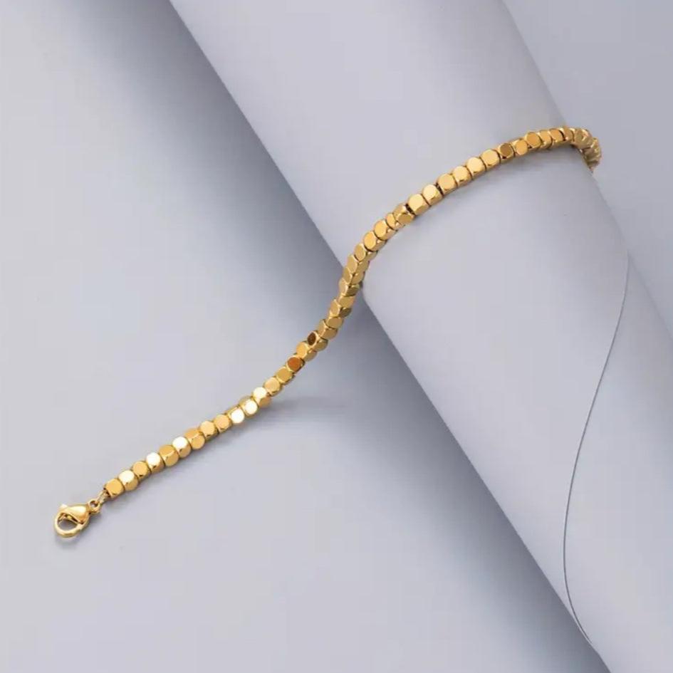 Pulseira Pedrinhas Douradas Folheado