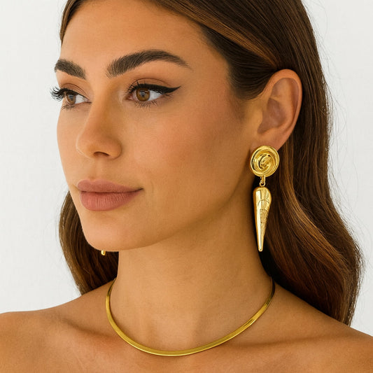 Brinco Concha Duplo Dourado