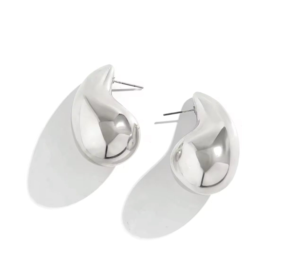 Brinco Gota Grande Folheado Fosco