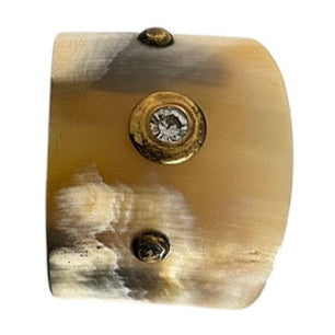 Pulseira Bracelete Indiano Aberta de Osso e Pedra