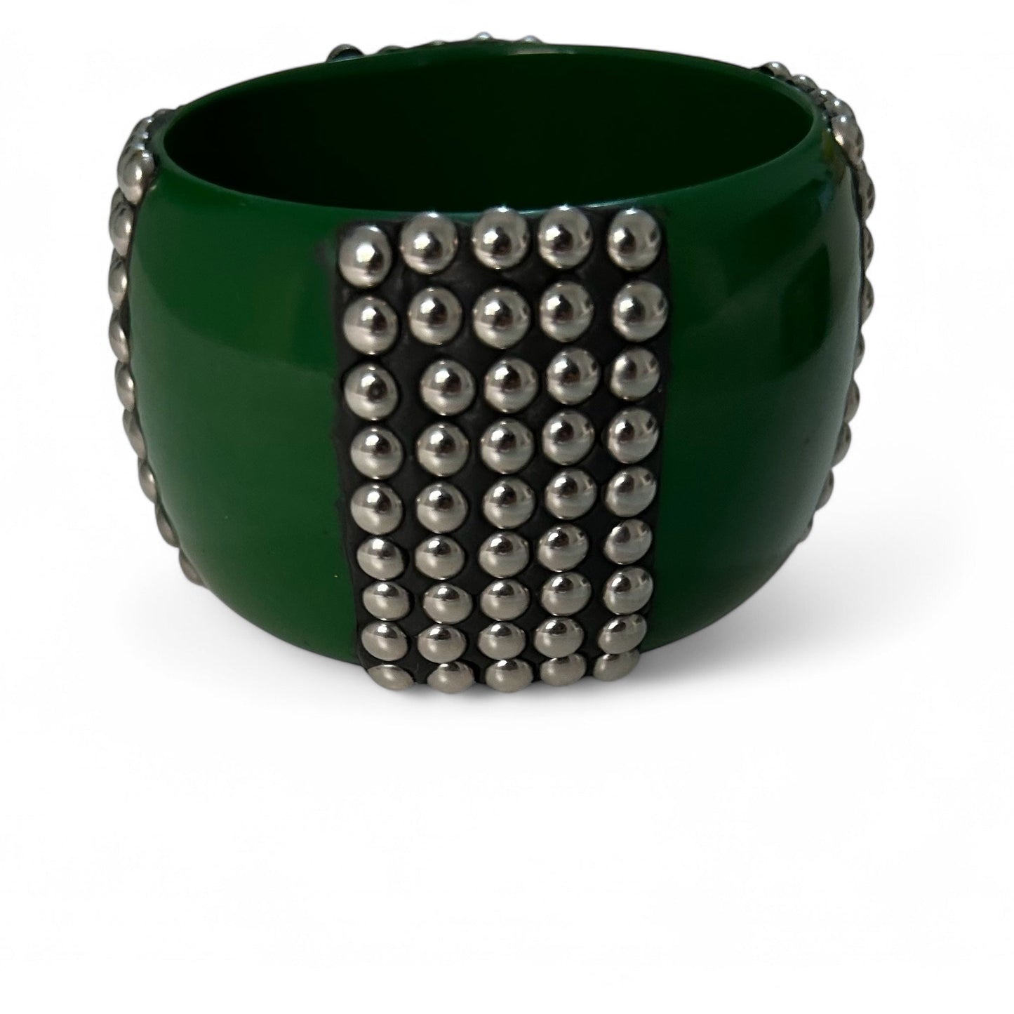 Pulseira Bracelete Indiano Resina verde com Tachinhas