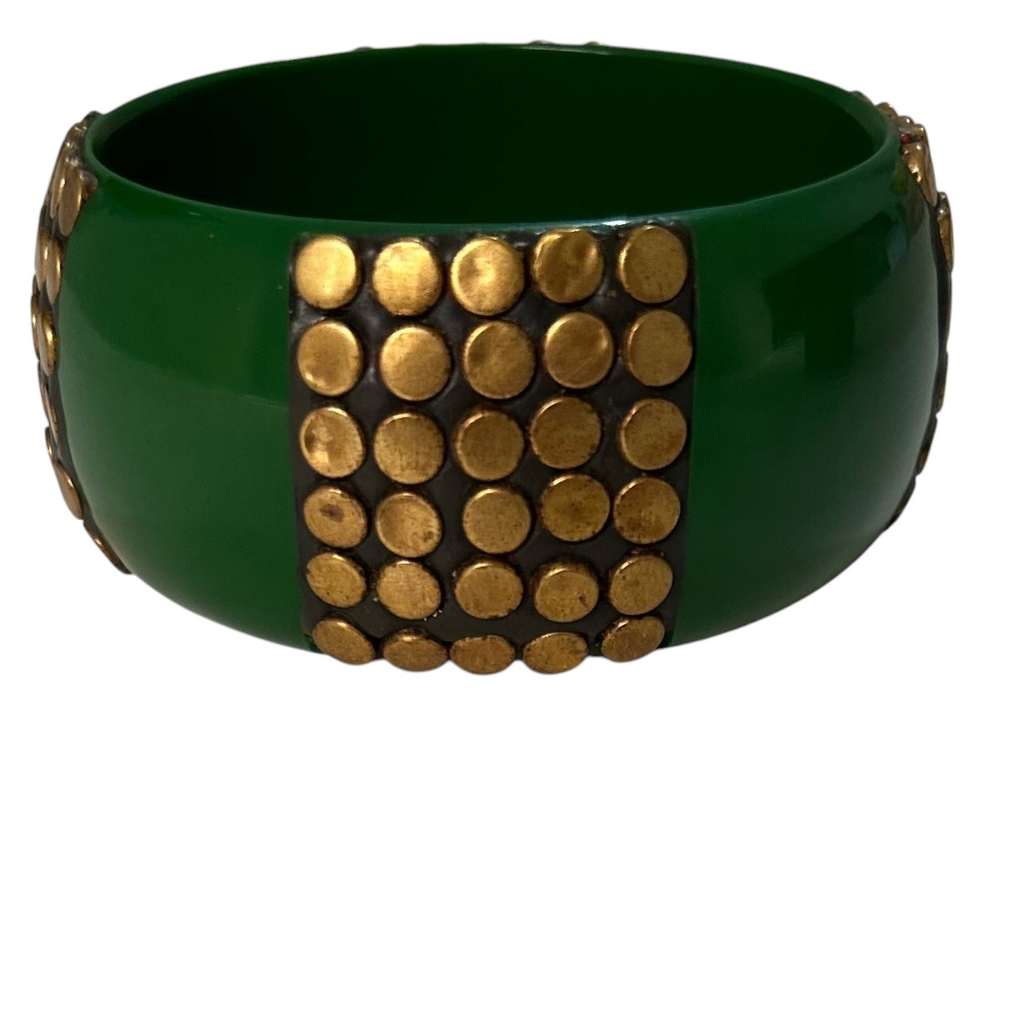 Pulseira Bracelete Indiano Resina verde com Tachinhas