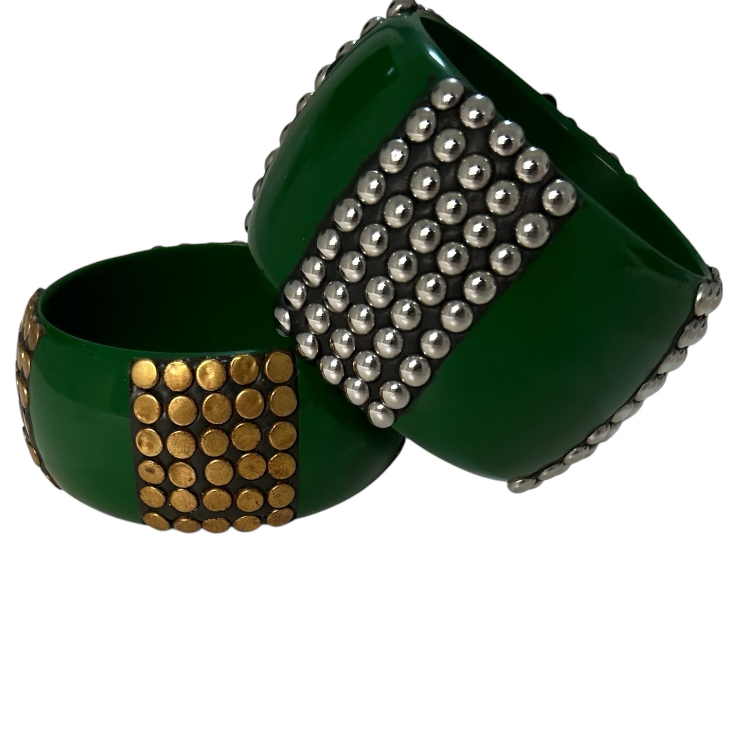 Pulseira Bracelete Indiano Resina verde com Tachinhas