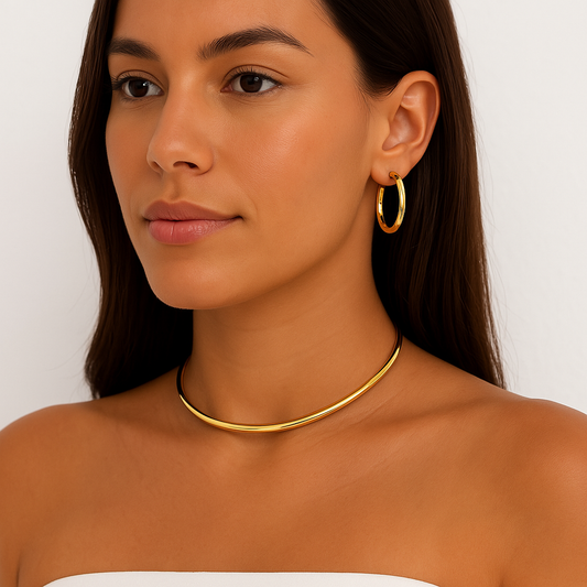 Colar Chocker Aro Fino Folheado