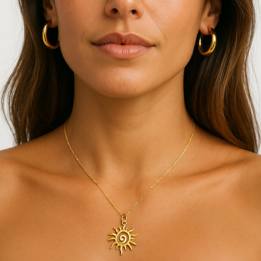 Colar Corrente Com Pingente Sol