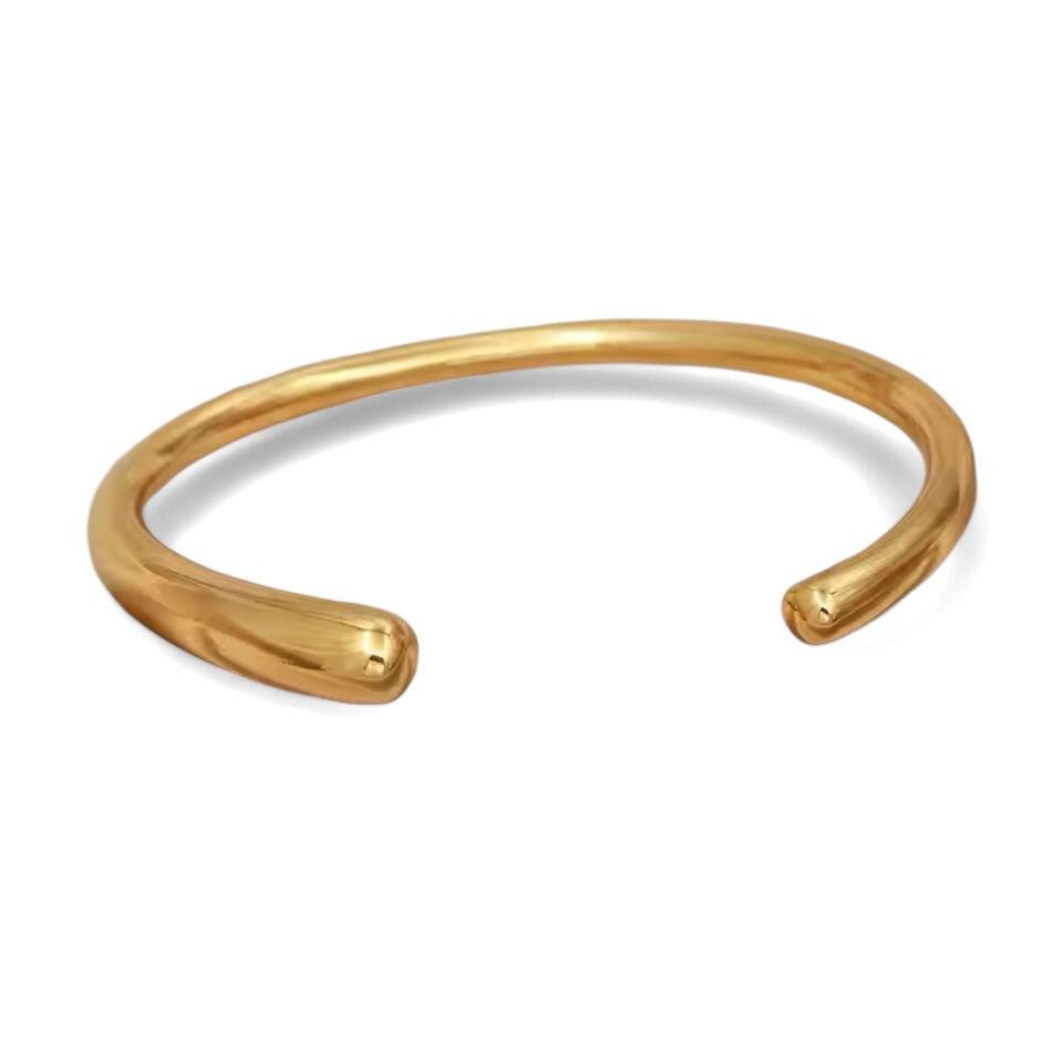 Pulseira Bracelete Aberto Gota na Ponta Dourado Folheado