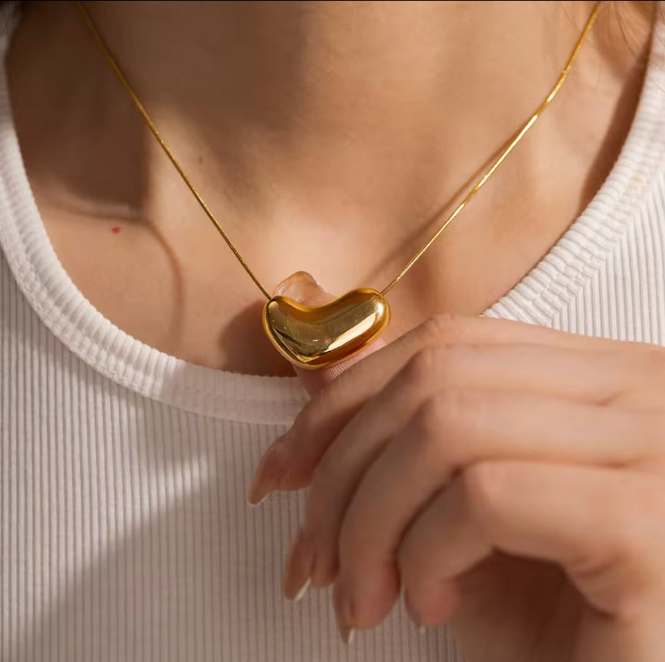 Colar Corrente Com Pingente Orgânico Dourado Folheado