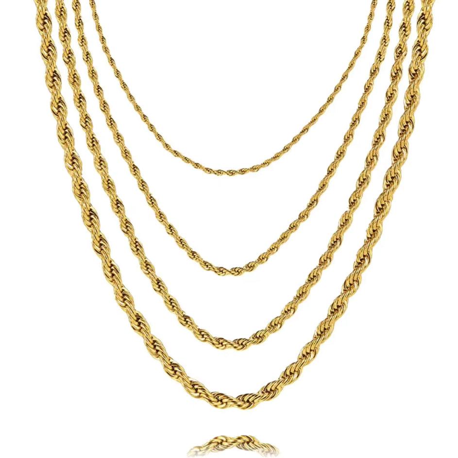 Colar Torcido em Camadas Dourado Folheado