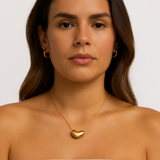 Colar Corrente Com Pingente Orgânico Dourado Folheado