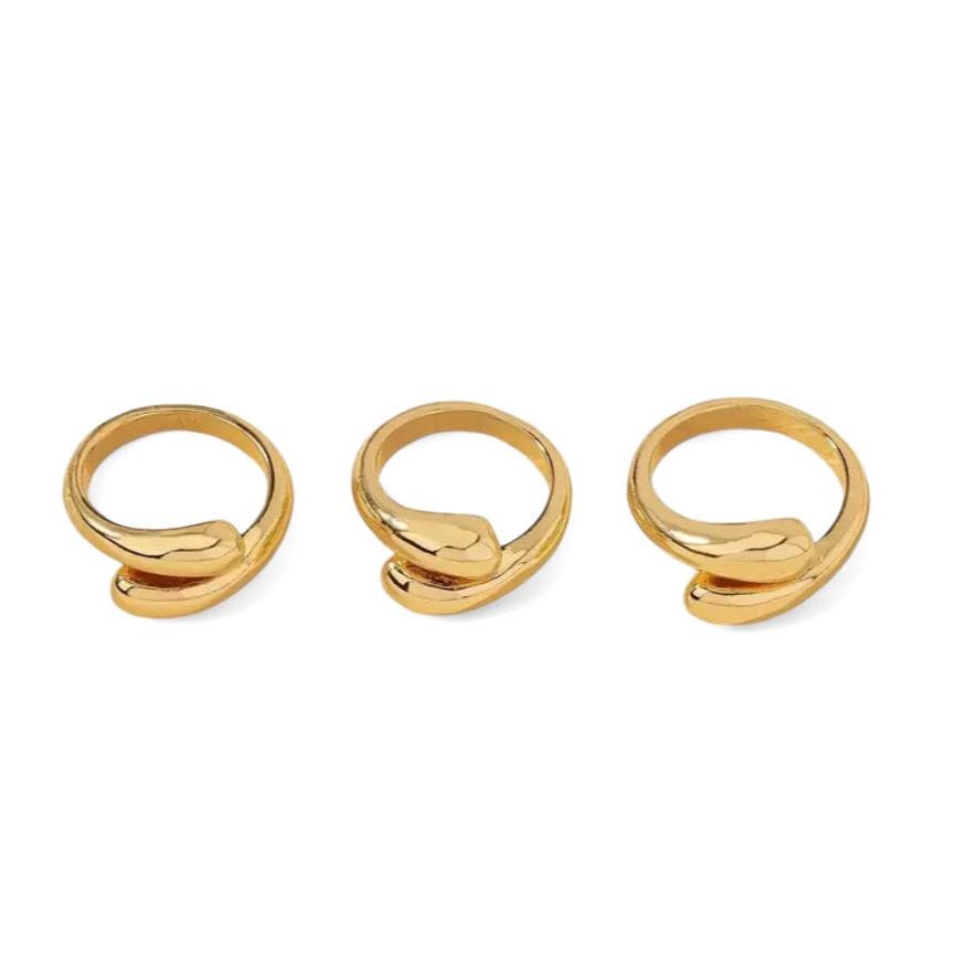 Anel kit com 3 Iguais Regulável Dourado Folheado