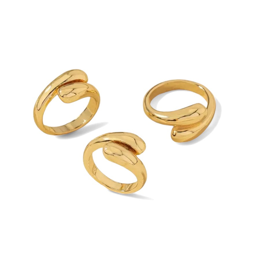 Anel kit com 3 Iguais Regulável Dourado Folheado