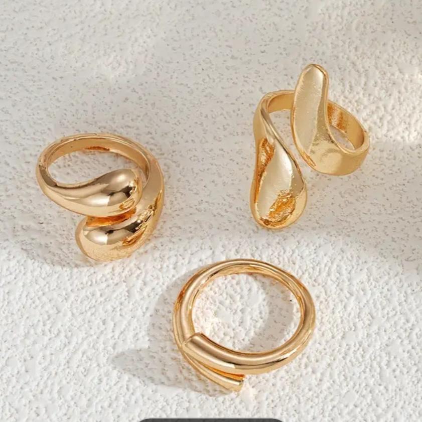 Anel kit com 3 Dourado Folheado Ajutavel