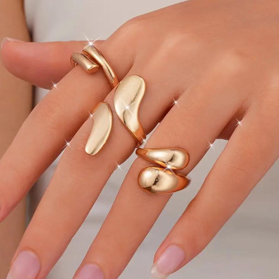 Anel kit com 3 Dourado Folheado Ajutavel