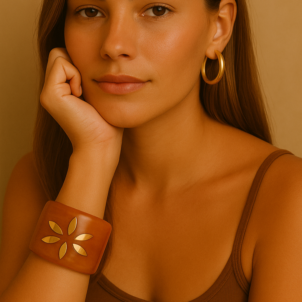 Pulseira. Bracelete Indiana Com detalhes em dourado