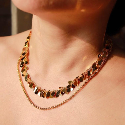 Colar Duplo Corrente Veneziana Dourado