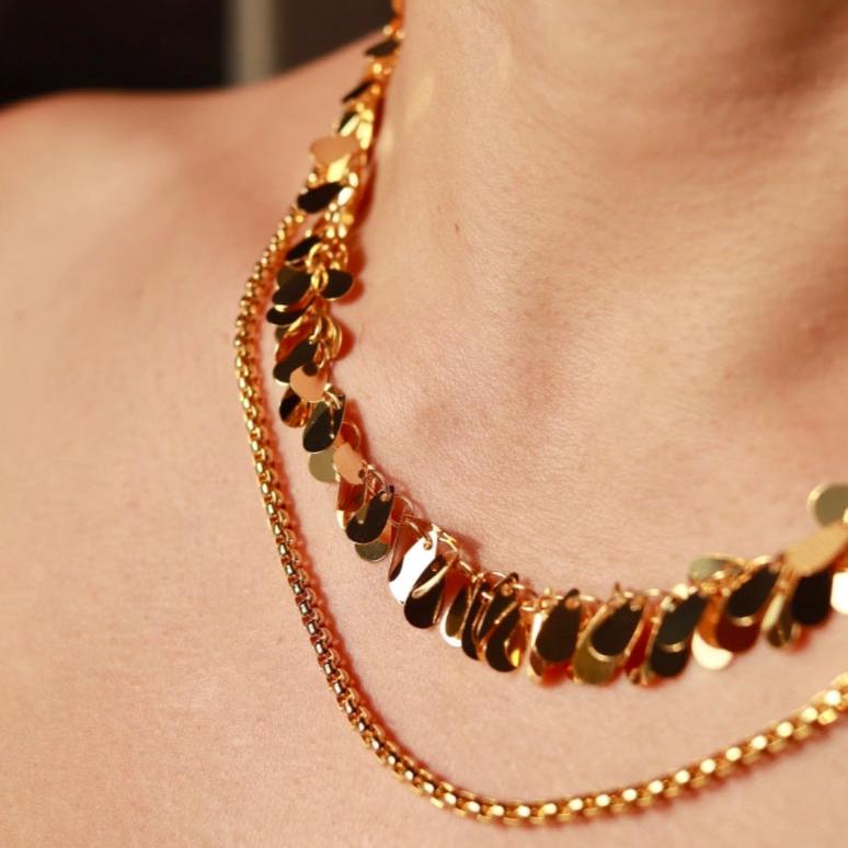Colar Duplo Corrente Veneziana Dourado
