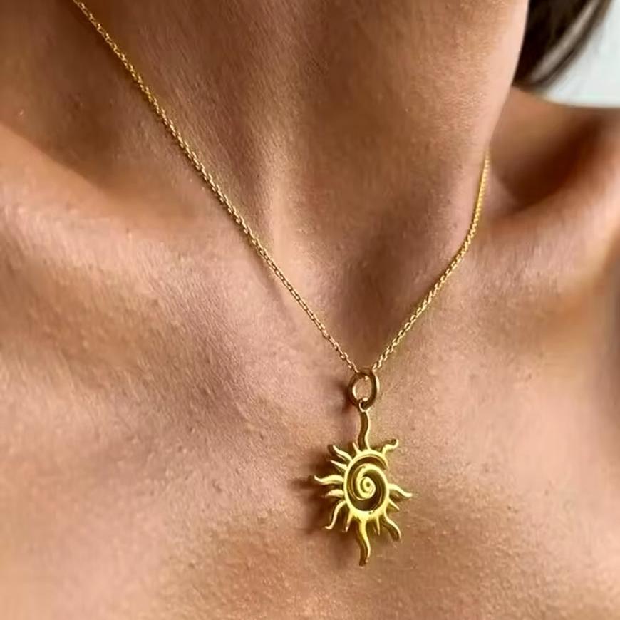 Colar Corrente Com Pingente Sol