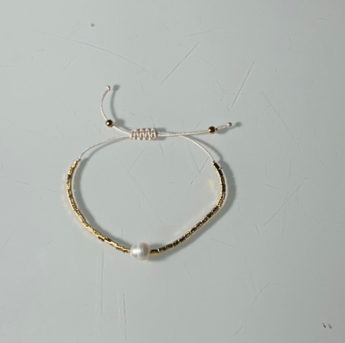 Pulseira Canutilhos com Perolas Ajustável