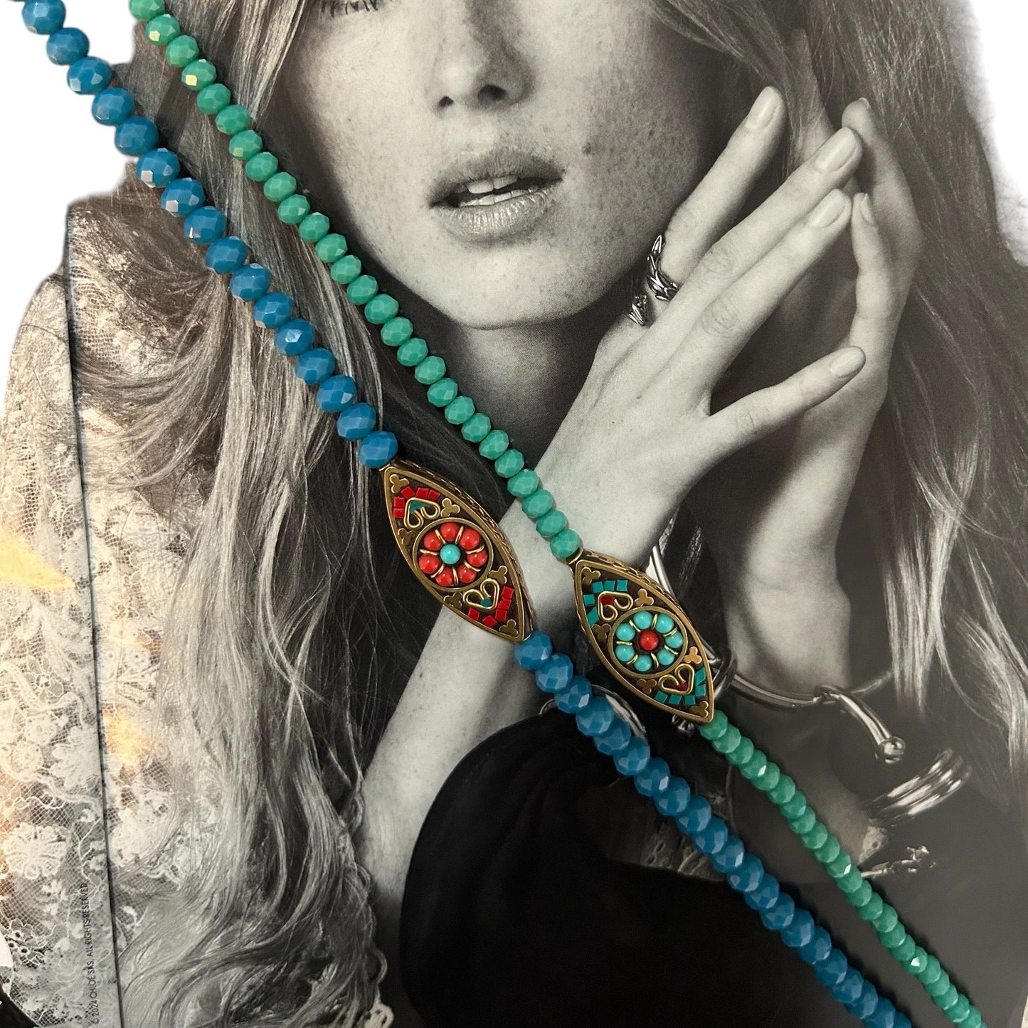 Colar Chocker Miçangas Com Pingente Marroquino