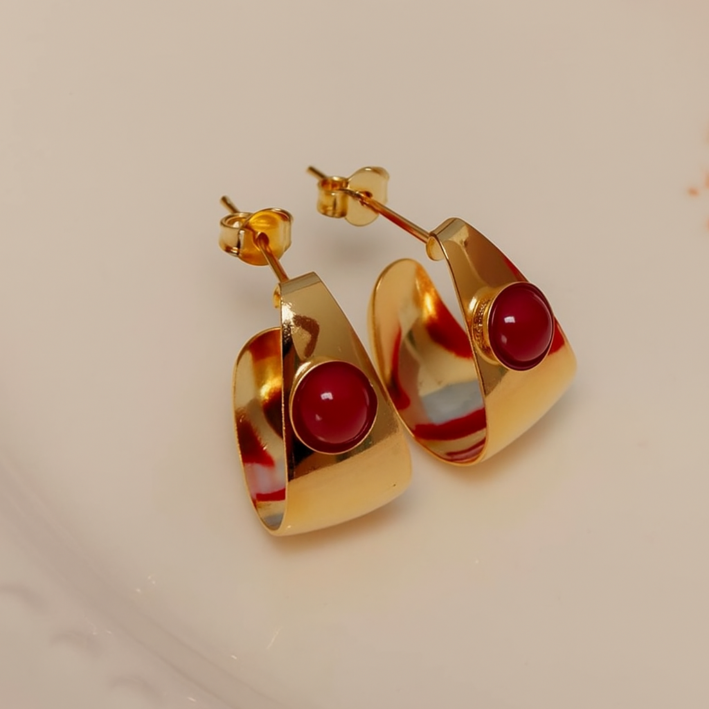 Brinco Argolinha pequeno com Pedra Dourado