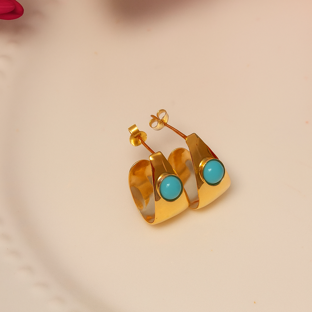 Brinco Argolinha pequeno com Pedra Dourado