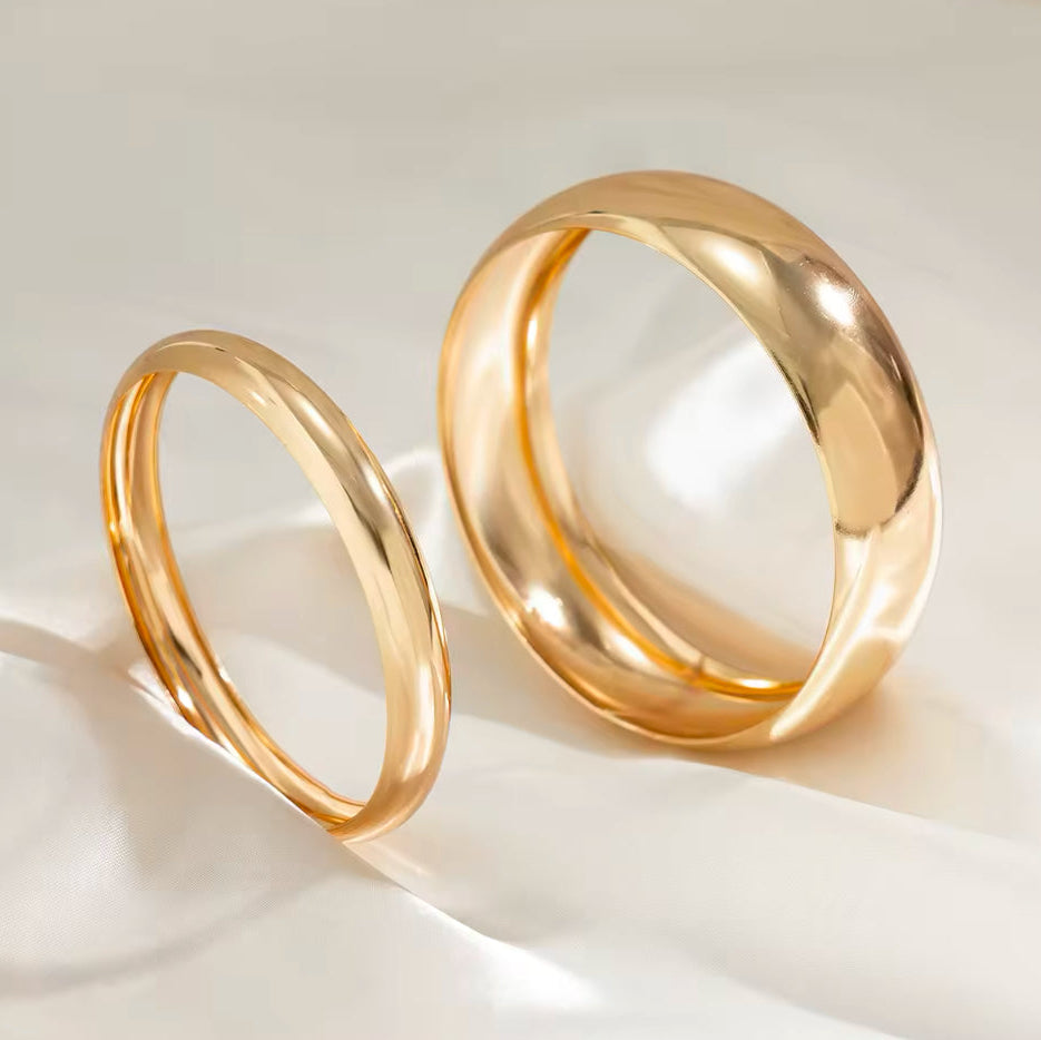 Pulseira Larga e Fina Dupla Dourada