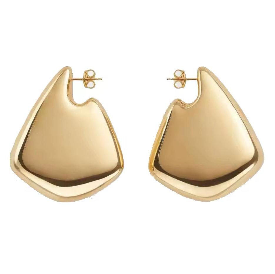 Brinco Argola Irregular Liso Dourado