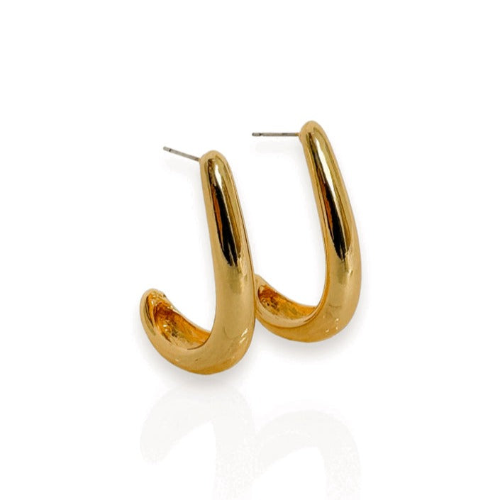 Brinco Argola Forma de Anzol Folheado