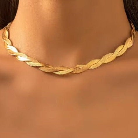 Colar Chocker Fita Duplo Trançado