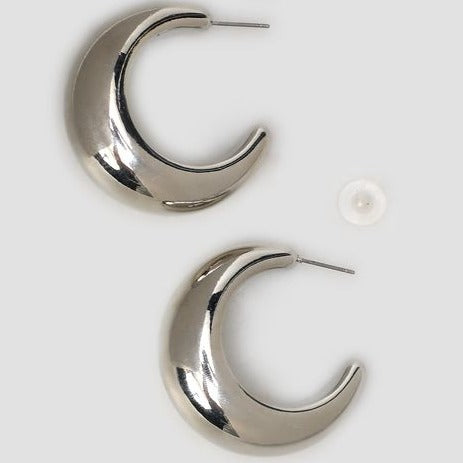 Brinco de Argola Média Meia Lua Folheada