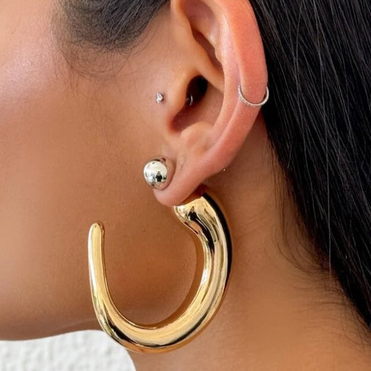 Brinco Argola Bol Com Fecho Esfera Mix Banhos Folheado