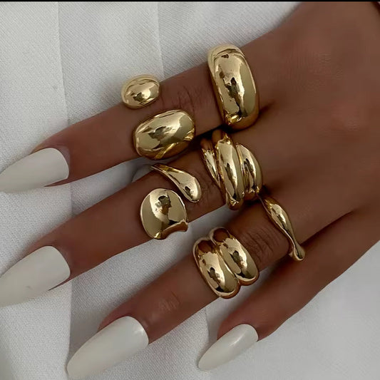 Anel Kit com 6 Reguláveis dourado