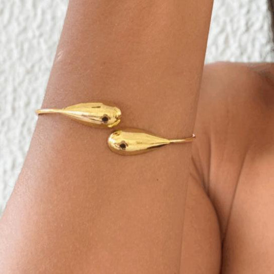 Pulseira Bracelete Gota Fino Dourado Folheado