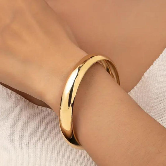Pulseira Bracelete Lisa Classica Dourada