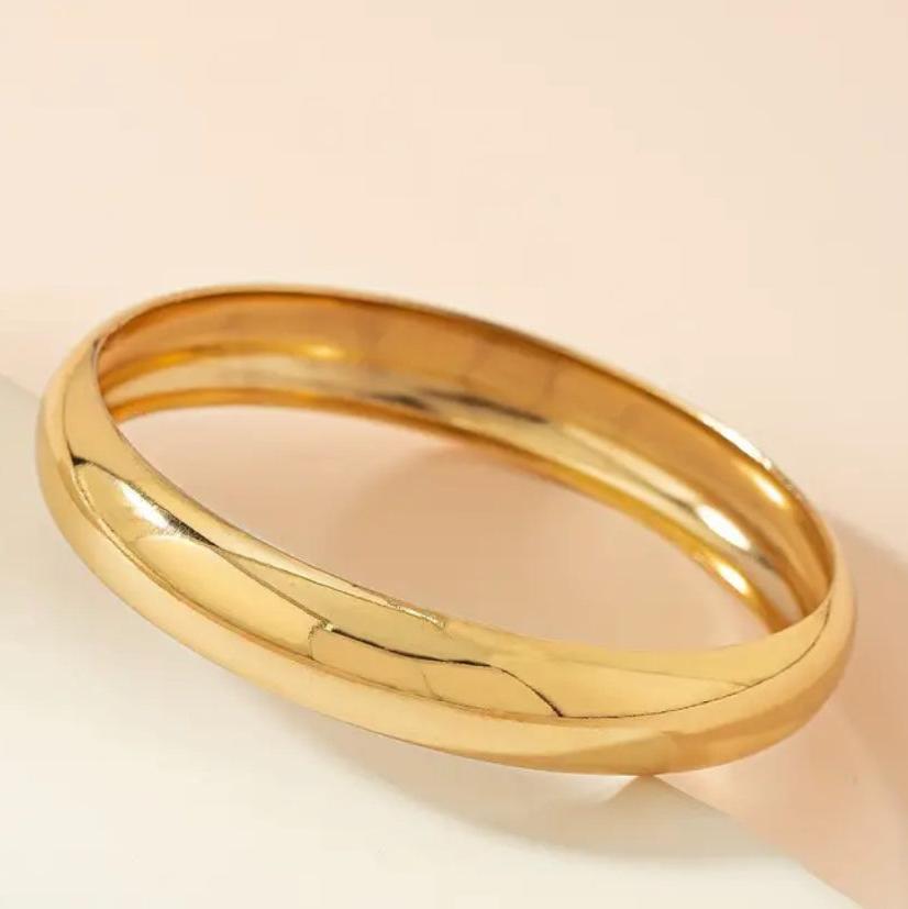 Pulseira Bracelete Lisa Classica Dourada